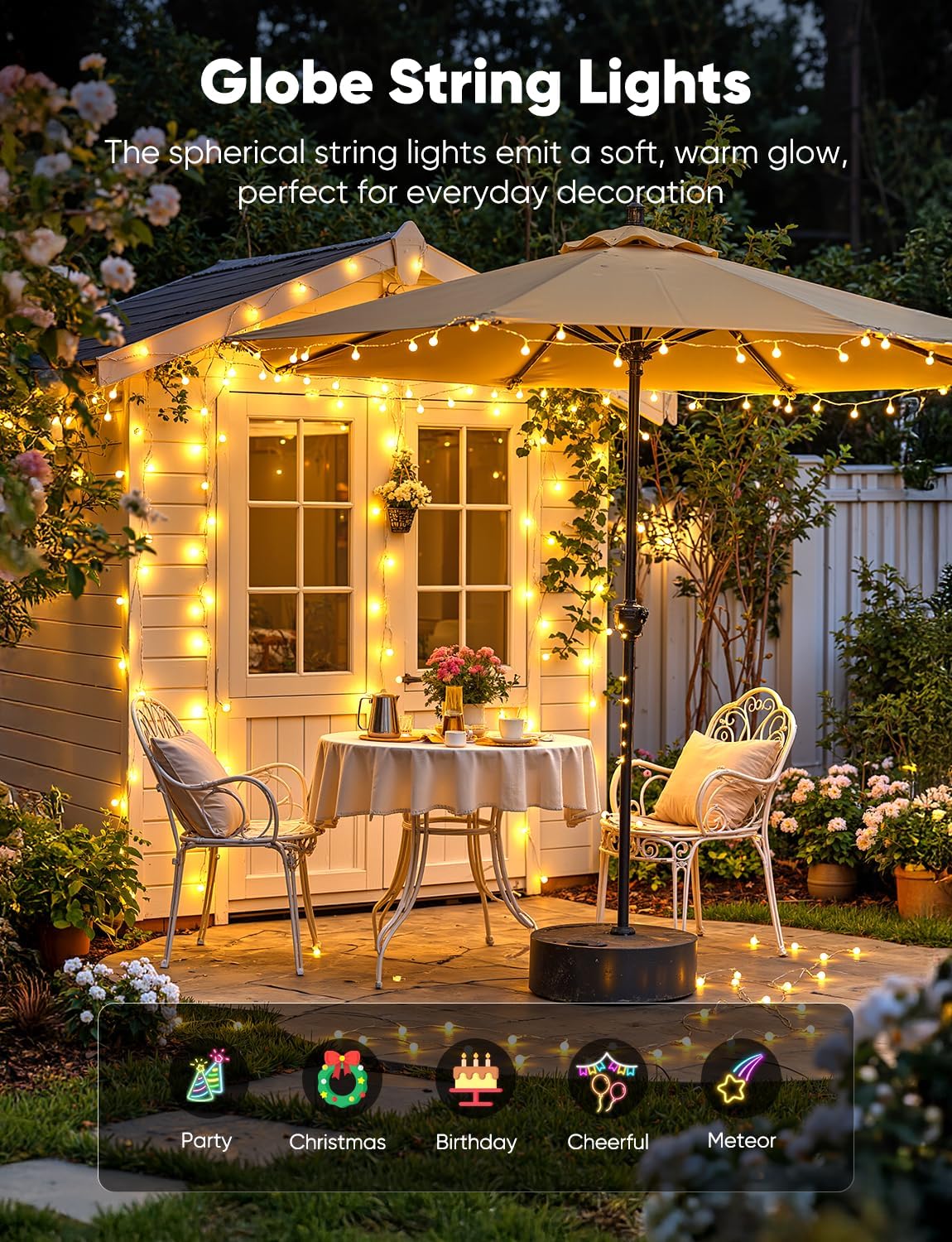 Minetom Globe String Lights, 33 Feet 100 Led Fairy Lights Plug in - Image 4
