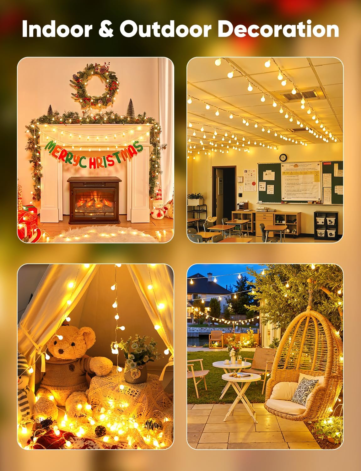 Minetom Globe String Lights, 33 Feet 100 Led Fairy Lights Plug in - Image 8
