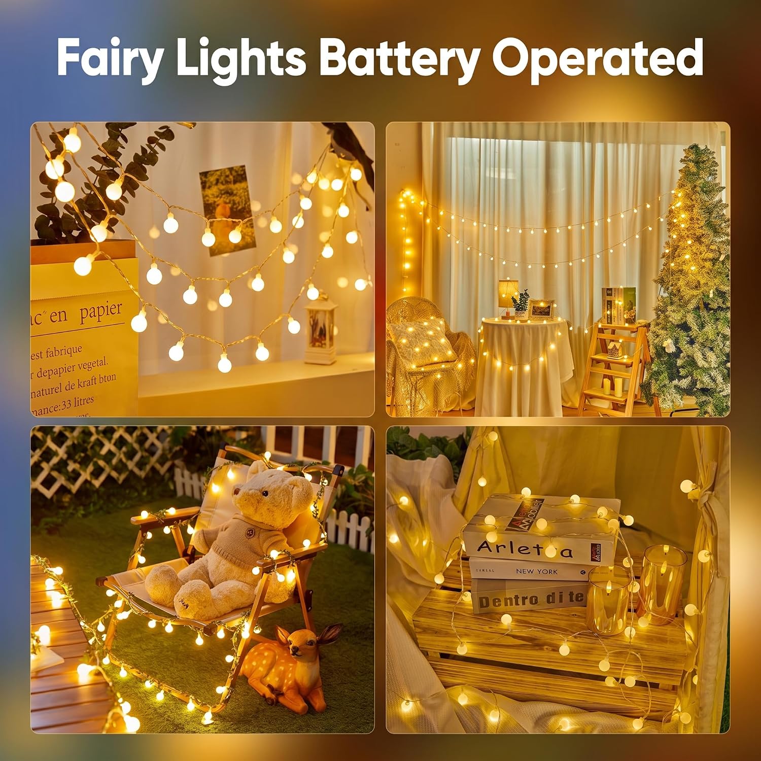 Minetom Battery Operated String Lights, 21FT 60 LED Globe Classroom Lights - Image 5