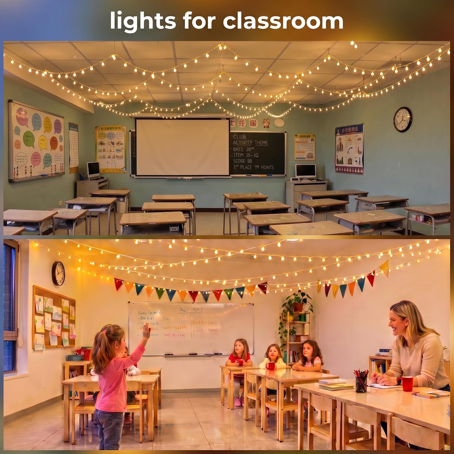 Minetom Battery Operated String Lights, 21FT 60 LED Globe Classroom Lights - Image 9