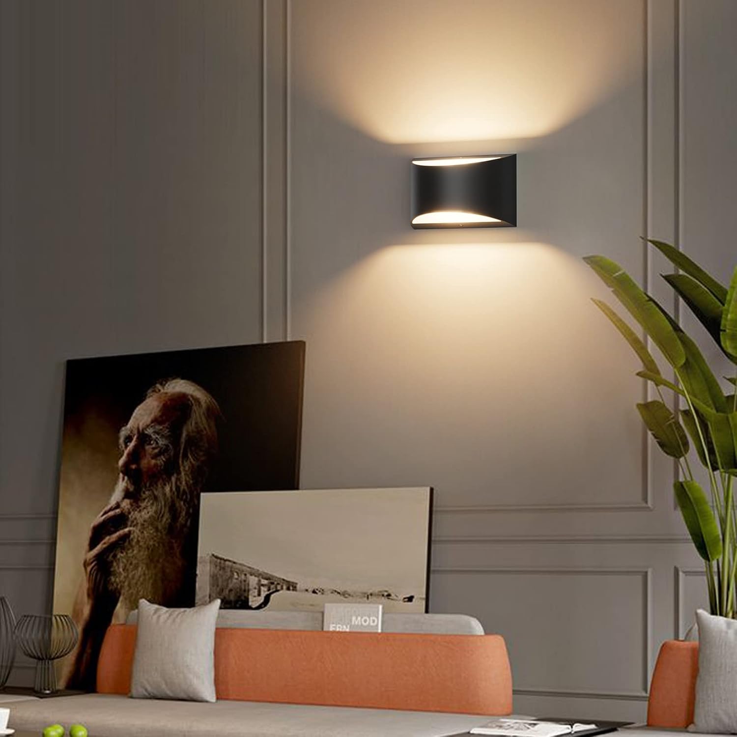 Aipsun Black Modern LED Wall Sconce Indoor Wall Lights 1 Pack Hardwired Up and Down Wall Mount Light for Living Room Bedroom Hallway Corridor Conservatory Warm White 3000K(with G9 Bulbs) - Image 4