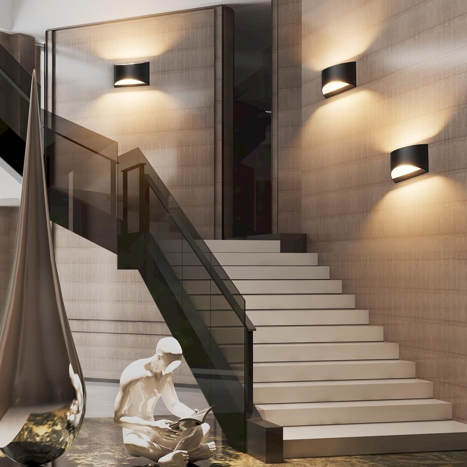 Aipsun Black Modern LED Wall Sconce Indoor Wall Lights 1 Pack Hardwired Up and Down Wall Mount Light for Living Room Bedroom Hallway Corridor Conservatory Warm White 3000K(with G9 Bulbs) - Image 5