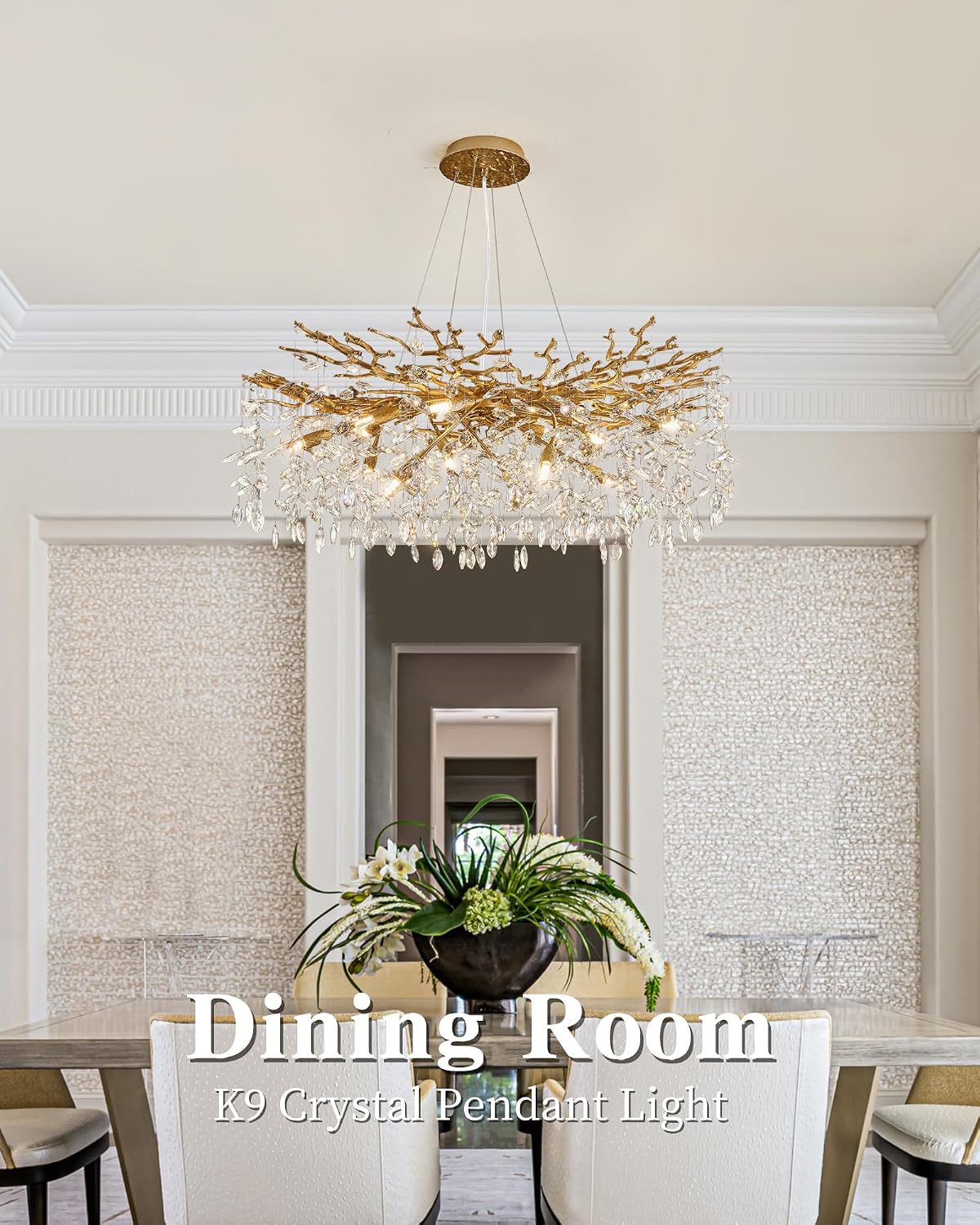 Modern Tree Branch Crystal Chandelier Luxury Gold Crystal Pendant Lighting 40" Contemporary 14-Light Chandeliers for Dining Room Kitchen Bedroom Living Room - Image 3