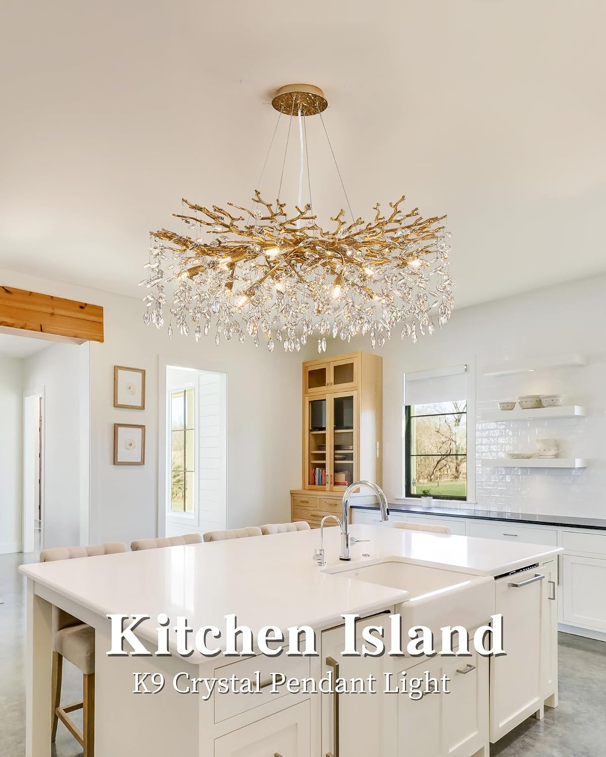 Modern Tree Branch Crystal Chandelier Luxury Gold Crystal Pendant Lighting 40" Contemporary 14-Light Chandeliers for Dining Room Kitchen Bedroom Living Room - Image 4