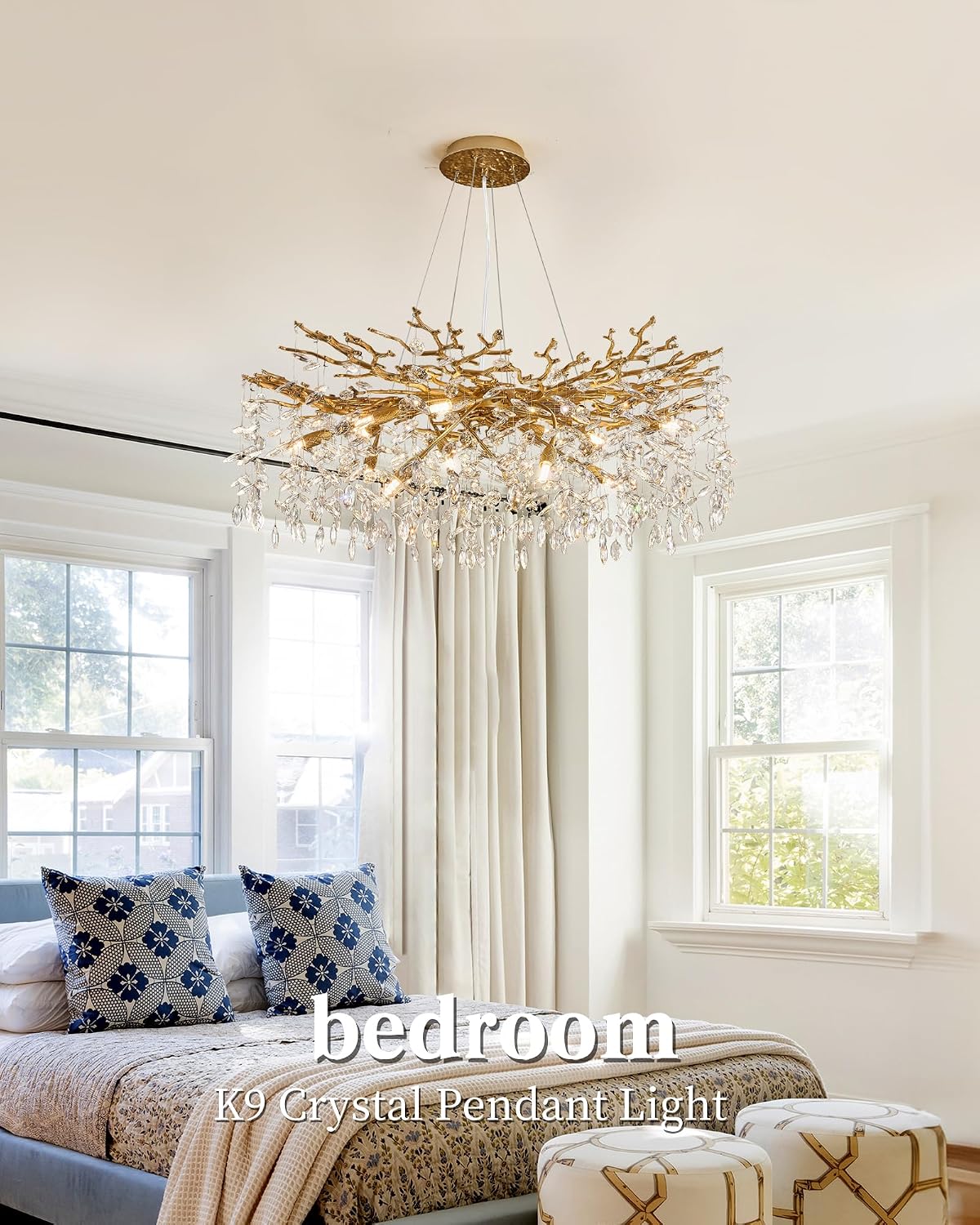 Modern Tree Branch Crystal Chandelier Luxury Gold Crystal Pendant Lighting 40" Contemporary 14-Light Chandeliers for Dining Room Kitchen Bedroom Living Room - Image 5