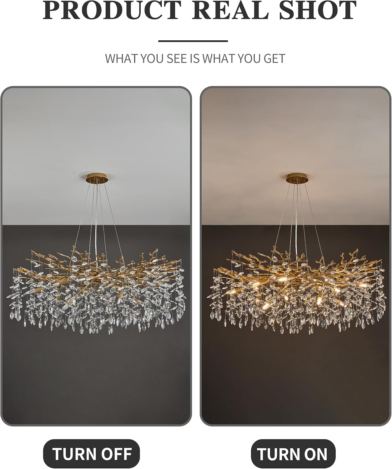 Modern Tree Branch Crystal Chandelier Luxury Gold Crystal Pendant Lighting 40" Contemporary 14-Light Chandeliers for Dining Room Kitchen Bedroom Living Room - Image 9