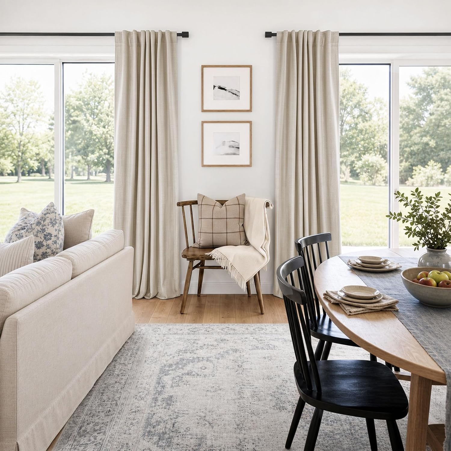 Linen Total Blackout Curtains for Bedroom Living Room 102 Inch, Cream - Image 6