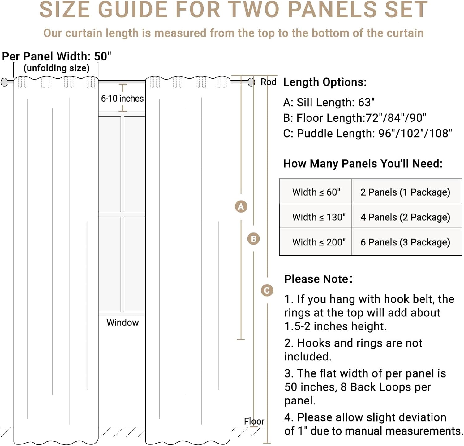 Linen Total Blackout Curtains for Bedroom Living Room 102 Inch, Cream - Image 8