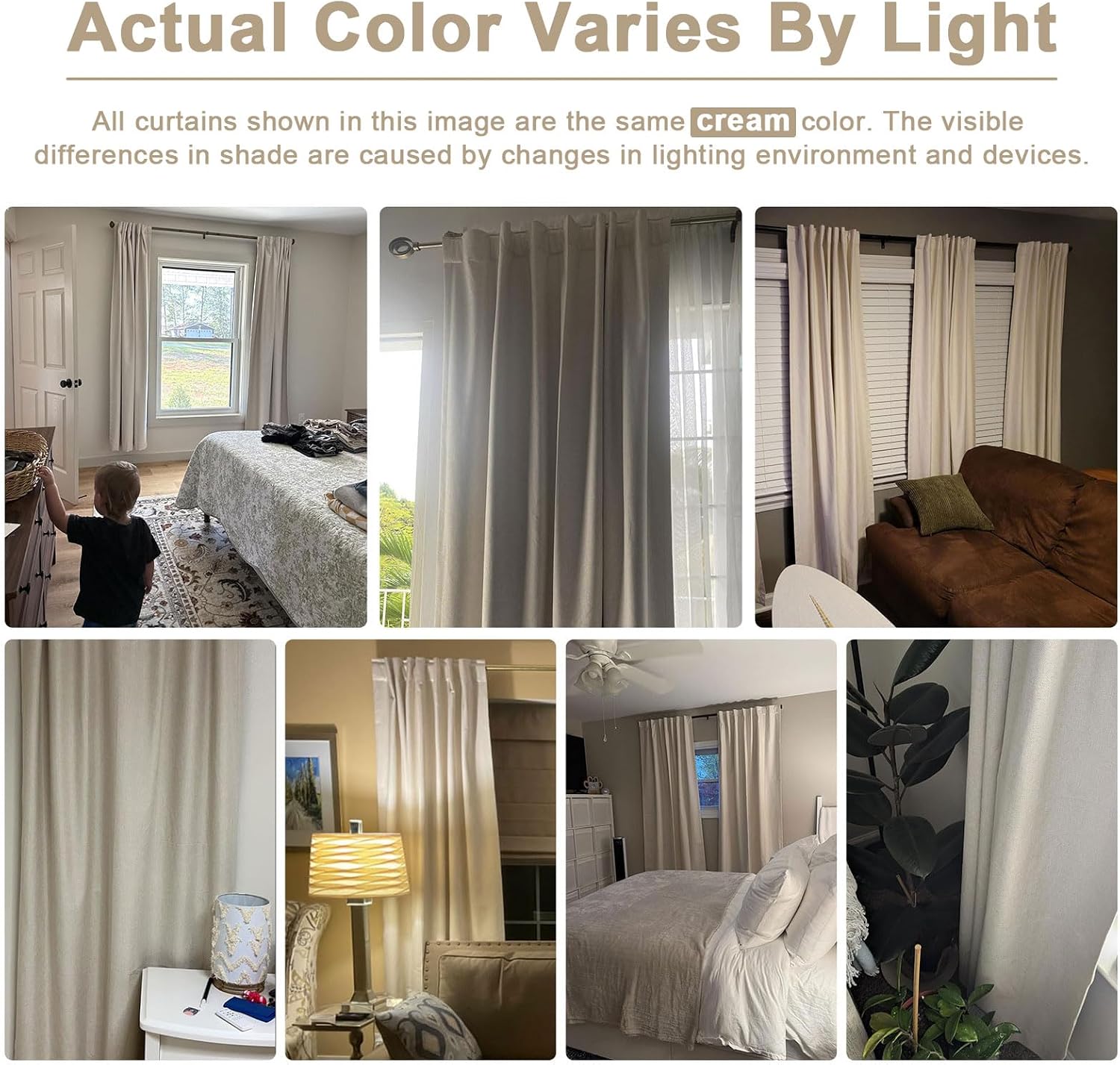 Linen Total Blackout Curtains for Bedroom Living Room 102 Inch, Cream - Image 9
